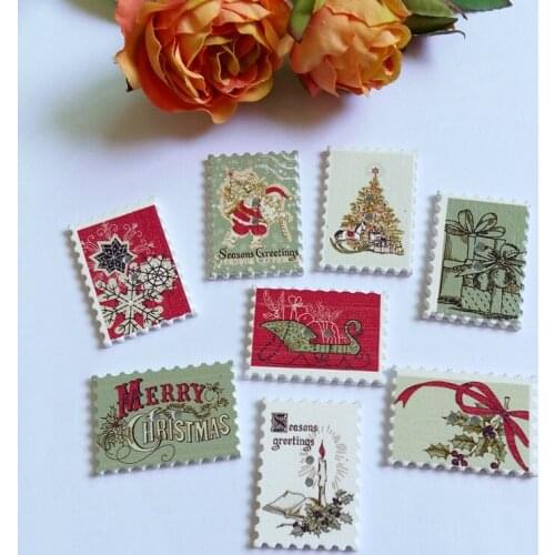 80Pcs Popular Fashion Bulk Square stamp series Wooden Button Sewing Accessories Decorative Buttons Handmade Scrapbooking Craft