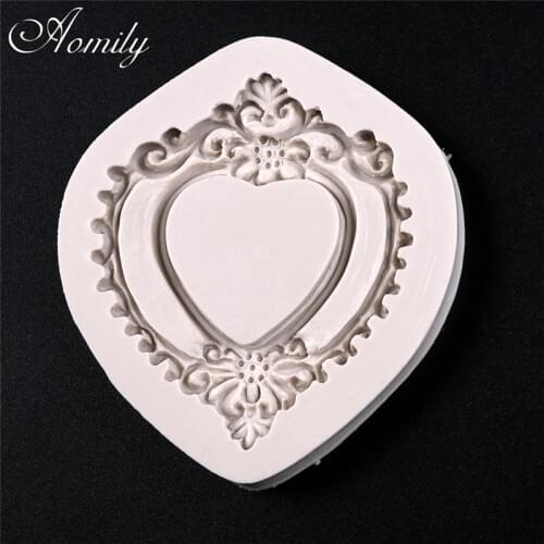 Aomily Vintage Mirror Frame Silicone Mold DIY Decorating Tools Cake Fondant Mousse Baking Bakeware Birthday Party Cake Mould