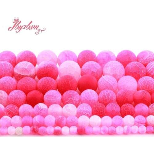 Natural Plum Agate Frost Matte Crecked Round Loose Stone Beads For DIY Necklace Bracelats Jewelry Making Strand 15" 6/8/10mm