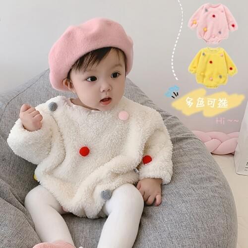 Toddler Girl Christmas festival one-piece Velvet Vintage Baby Long Sleeve Romper Kid Girl Clothes Winter Romper Velvet Bodysuits