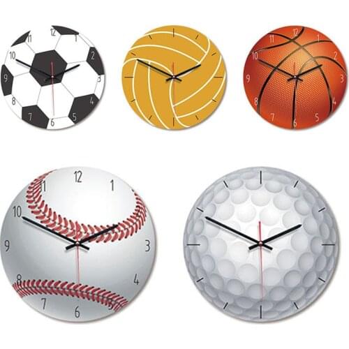 Home Decorative Wall Clock Sport Style Wooden Wall Clock Living Room Bedroom Kids Room Clock