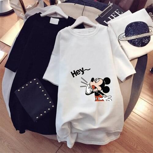 Disney Cartroon Summer Short-sleeved T-shirt Mickey Mouse Womens Loose Bottoming Shirt Casual Female Streetwear Femme Tee Tops
