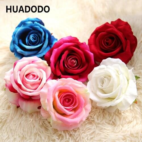 HUADODO 10cm 2Pieces Artificial Rose flowers heads Silk DIY fake flower wall For Home Wedding Flower Decoration High Quality