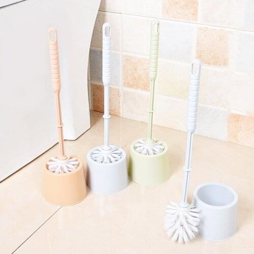 Creative Bathroom Thickened Plastic Toilet Brush With Base Ergonomic Handle Perfect Toliet Cleaning Household Use