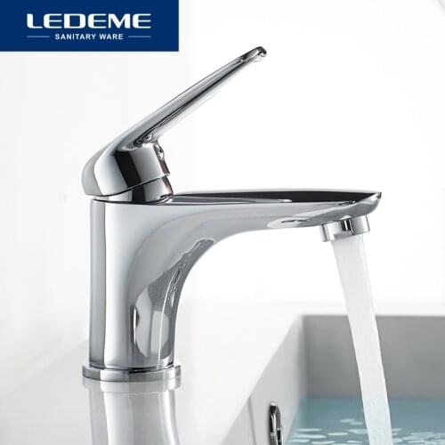 LEDEME Basin Faucets Tap Bathroom Faucet Brass Vessel Sink Water Tap Mixer Finish Chrome Modern Waterfall Faucets L1048