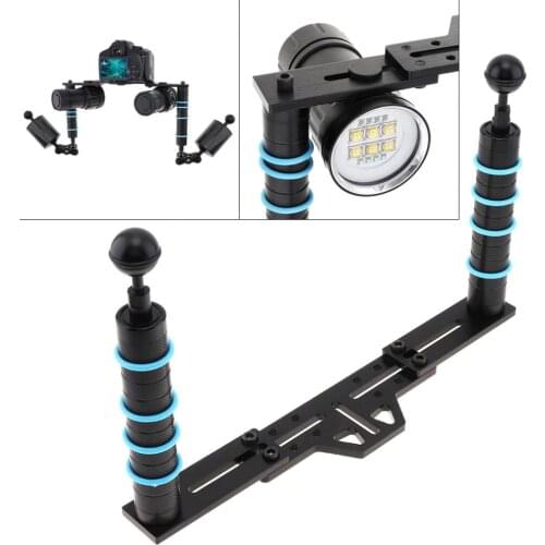 Diving Dual Hand-held CNC Selfie Monopod Holder Photography Bracket Fit for DJI Osmo Action/GoPro and Diving Flashlight/Cameras