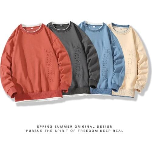 Versized Solid Colors Sweatshirts Street Brand Pullovers Men 2021Autumn Unisex Japanese Streetwear Hip Hop Minimalist Hoodies