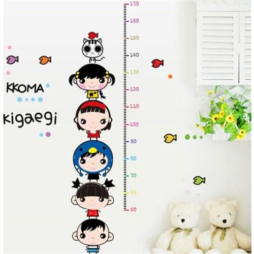 DIY Cartoon Height Chart Rule Wall Stickers Kids Rooms Nursery Measure Height Sticker Home Decor Poster