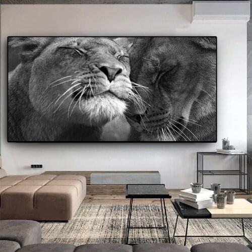 Africa Lion Wild Animals Canvas Painting Black and White Posters and Prints Cuadros Wall Art Pictures for Living Room Home Decor