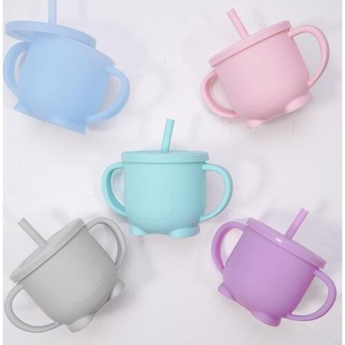 BPA Free Drinking Cup Edible Pediatric Leakproof Portable Pudding Milk Water Collapsible Silicone Cup Lids Training Baby Mug