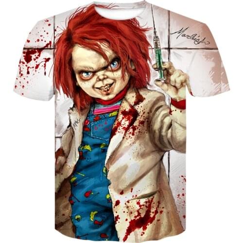 2021 new Horror Movie Chucky T Shirt 3D Print Tshirt Cool Men Women Joker T Shirt Casual t shirt It Clown T-shirt Men Camisetas