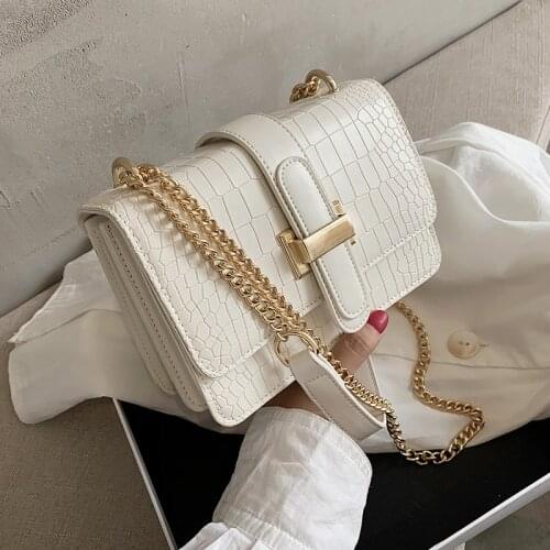 New Fashion Stone Leather Chain Shoulder bags Women Crossbody bags 2021 Vintage Ladies Shoulder Messenger Bag Female Purses