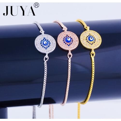 New Simple Designer Turkish Evil Eye Bracelet Pave CZ Blue Enamel Eye Gold Chain Bracelet Fashion Charm Bracelets for Women
