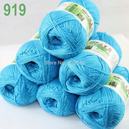 Lot of 6 Skeins Super Soft Natural Bamboo Cotton Knitting Yarn Turquoise #919