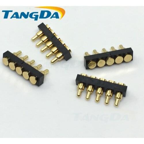 Pogo pin connector 5P plug plate welding thimbles pitch:2.0MM pin gold-plated copper 2mm 5pin 5mm Free Shipping