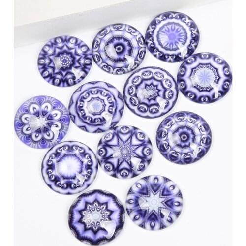 Reidgaller purple mandalas photo round dome glass cabochons 12mm 20mm 25mm diy earrings necklace making findings