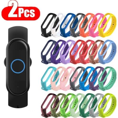 2pcs Silicone Strap For Xiaomi Mi Band 5 4 3 Sports Watch Replacement Wristband Bracelet For Xiomi mi band5 band4 strap