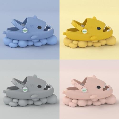 Shark Summer Childrens Slippers Rainbow Shoes Kids Toddler Baby Outdoor EVA Cartoon Print Cute Flat Heel Children Beach Sandals