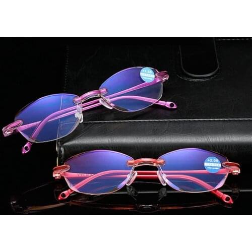 Seemfly Rimless Reading Glasses Women Men Anti Blue Rays Presbyopic Eyeglasses Magnification Eyewear With +1.0 1.5 2.0 2.5 4.0