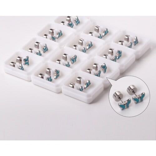 12 Pairs/lot Blue Butterfly Stud Earrings Stainless Steel Silver Color Lovely Ear Stud for Women Girl Party Gift Jewelry