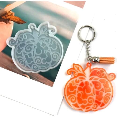 DIY Crafts Pumpkin Keychain Epoxy Resin Mold Earrings Necklace Silicone Mould