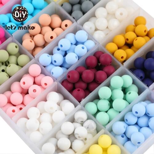 Lets Make Silicone Beads 9mm 30pcs Teether Bracelet PVC Free DIY Pacifier Chain Pendant Baby Products For Newborns Children