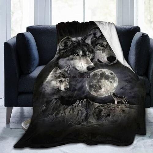 Beautiful Wolf Cartoon Ultra Soft Blanket Sublimation Cartoon Cover Blanket Bedding Flannel for Children and Adults