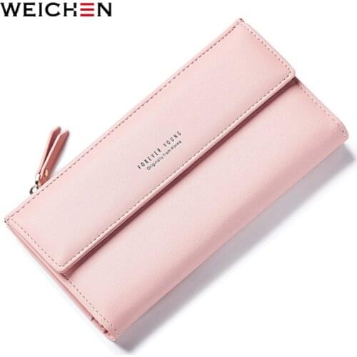 WEICHEN Big Capacity Women Wallets With Zipper Cell Phone Pocket Coin Purses Card Holder Female Wallet Long Brand Ladies Purse