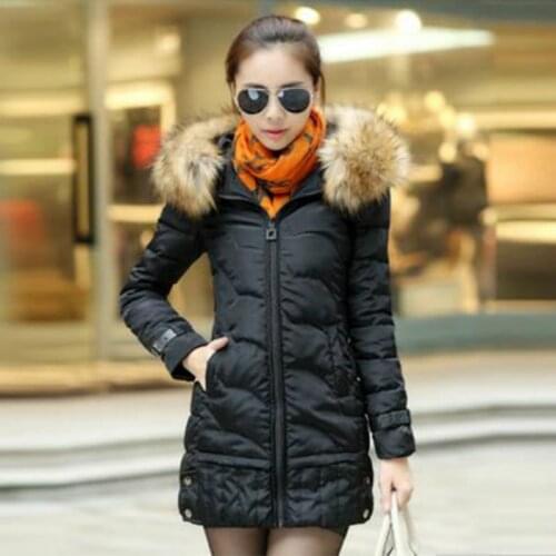 High Quality Warm Women Winter Jacket Fur Hood Coat Fashion Long Slim Wadded Thick Parka Female Outwear Coat
