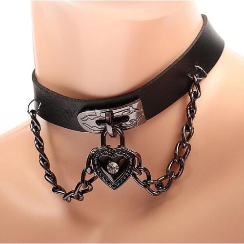 Vintage Gothic Heart Pendant Choker Necklaces For Women Girls Retro Trendy Punk Hip Hop Leather Neckalce Fashion Jewelry Gifts