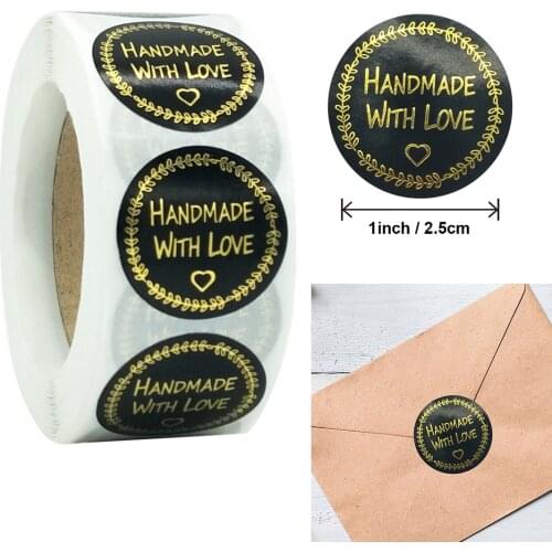 500pcs Gold Foil Handmade Thank You Stickers2.5cm Baking Packaging Sealing Decoration Label Diary Journal DIY Stickers