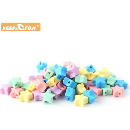 Keep&Grow 10pcs Stars silicone beads Accessories Food Grade Silicone Star Dummy Making Teether for DIY Teething Pacifier chain
