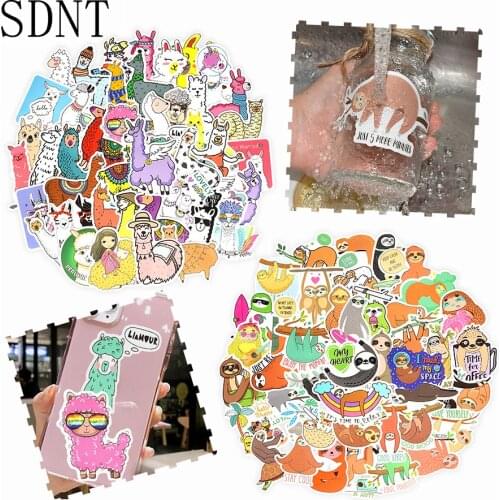 100/50 PCS Cute Stickers Animal Llama Alpaca Sloth Cartoon Funny Kawaii Stickers for Kids DIY Scrapbooking Laptop Bike Suitcase