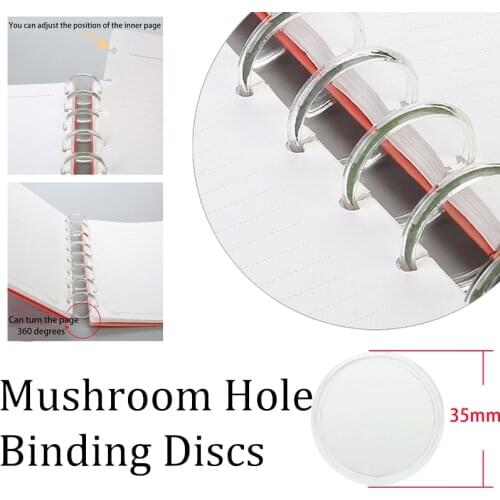 100pcs 35mm Transparent Mushroom Hole Binding Discs Binder Plastic Planner Rings Binder DIY Notebook Binder Dics Office Supplies