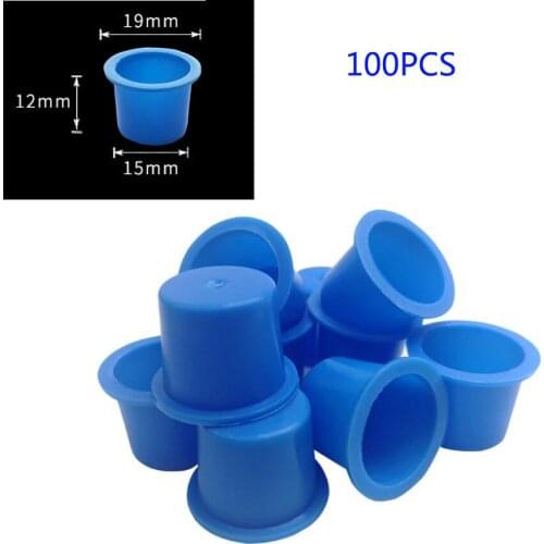 100pcs Plastic Blue Large Number Permanent Makeup Tattoo Ink Cups Pigment Caps Tattoos Color Cup Accessories