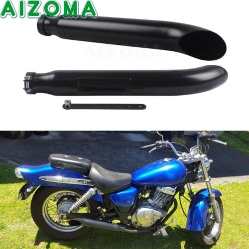 2x Black Motorcycle Cafe Racer Exhaust Pipe Muffler Tail Tube Silencer Slip On For Harley Sportster 883 1200 Suzuki Yamaha Honda