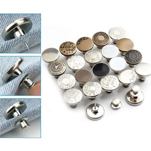 4pcs Snap Fastener Metal Buttons for Clothing Jeans Perfect Fit Adjust Button self Increase Reduce Waist Free Nail No Sew Needed