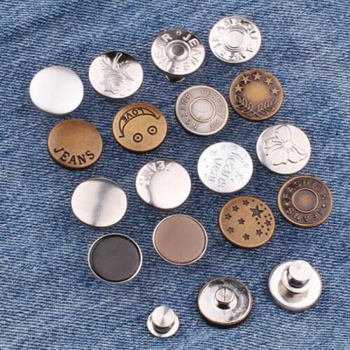 5/10PCS Detachable Retro Metal Buttons Snap Fastener Pants Pin for Jeans Retractable Button Sewing-Free Snap Fastener Metal Butt