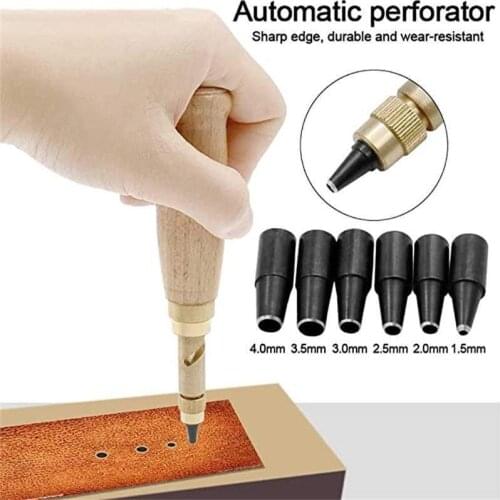 6Pcs Belt Punch Replaceable Multi-Head Belt Screw Hole Puncher DIY Leather Tool Drill Craft Kit Bookbinding Tool Rotary Punch