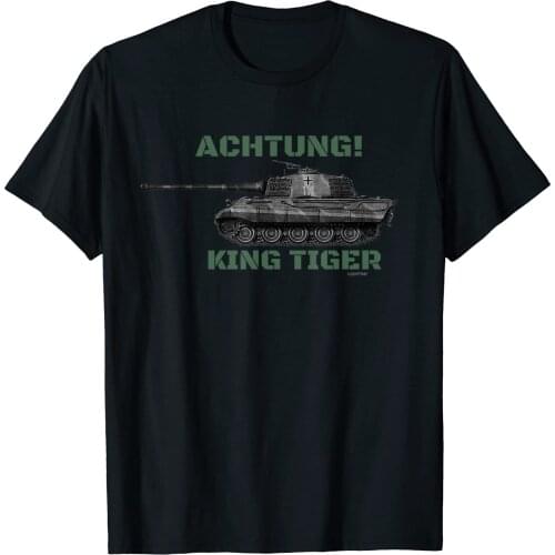 Achtung ! King Tiger. WWII Germany Konigstiger Panzer Tank T-Shirt. Summer Cotton O-Neck Short Sleeve Mens T Shirt New S-3XL