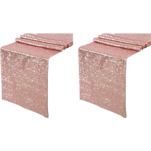 Sparkly Rose Gold Sequin Table Runners Shimmer Table for Wedding Party Anniversary Birthday Cake Table Cloth