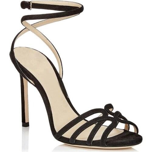 Summer fashion fish mouth cross strap stiletto high heel bridal wedding shoes banquet dress large size custom-made female sandal