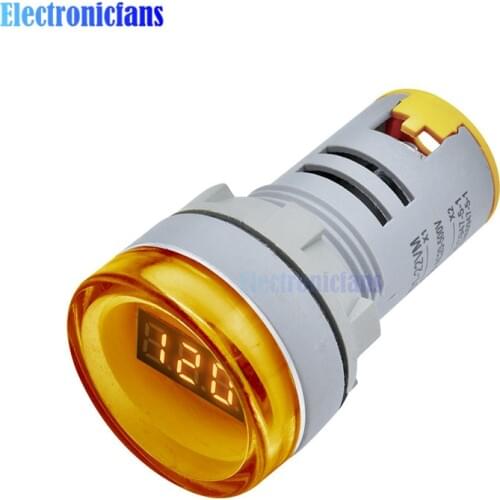 22MM AC 60-500V 0-50A LED Digital Display Gauge Volt Voltmeter Voltage Meter Indicator Pilot Light AC60-500V Orange