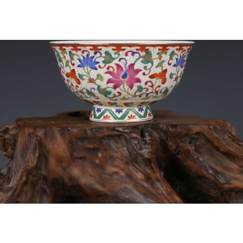 Qing Emperor Qianlongs Famille Rose Flower Bowl Enamel Ceramic Rice Bowl Antique Porcelain