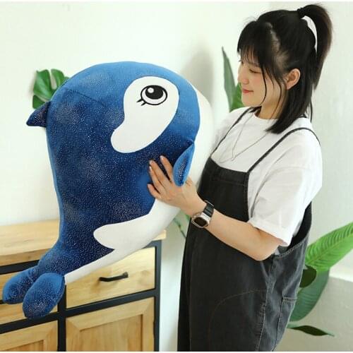 Dolphin Plush Toy Doll Cute Whale Long Strip Pillow Doll Girl Bed Sleeping Pillow Doll Stuffed Plush PP Cotton