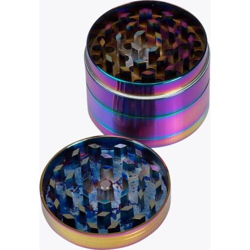 Metal Zinc Alloy 40mm Tobacco Grinder Rainbow color Beautiful Herb Herbal Spice Crusher Smoking Pipe Accessories Grinder