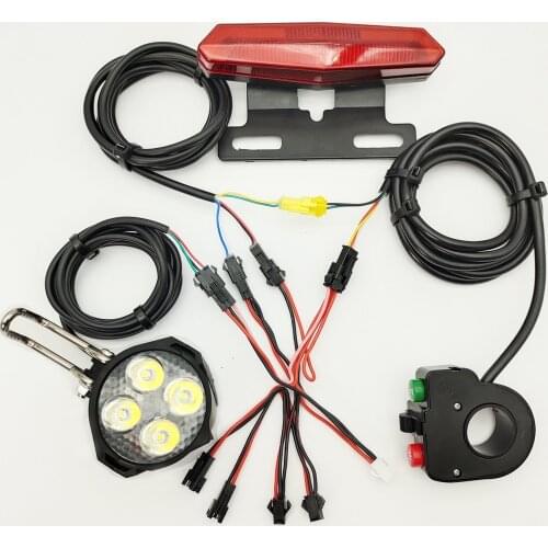 Ebike Headlamp Tail Light Electric Bike Bicycle 24/36/48V/60V Front Rear Warning Lights E Bike LED Hazard signal Light