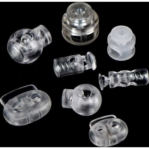 10pcs Cord Lock Plastic Stopper Cord Ends Toggles Clip Buckle Transparent Clear Shoelace Sportswear DIY Bag Accessories
