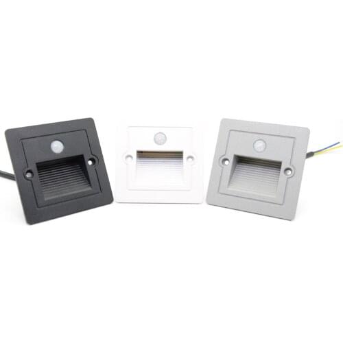 Induction Motion Sensor LED Stair Lights Outdoor Step Night Light Footlight PIR Recessed Exterior Garden Light + mounting box