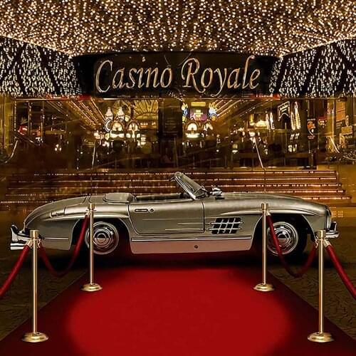 Casino Royale Photography Backdrop Retro Cars Red Carpet Birthday Photo Background Fabric Photo Studio Props